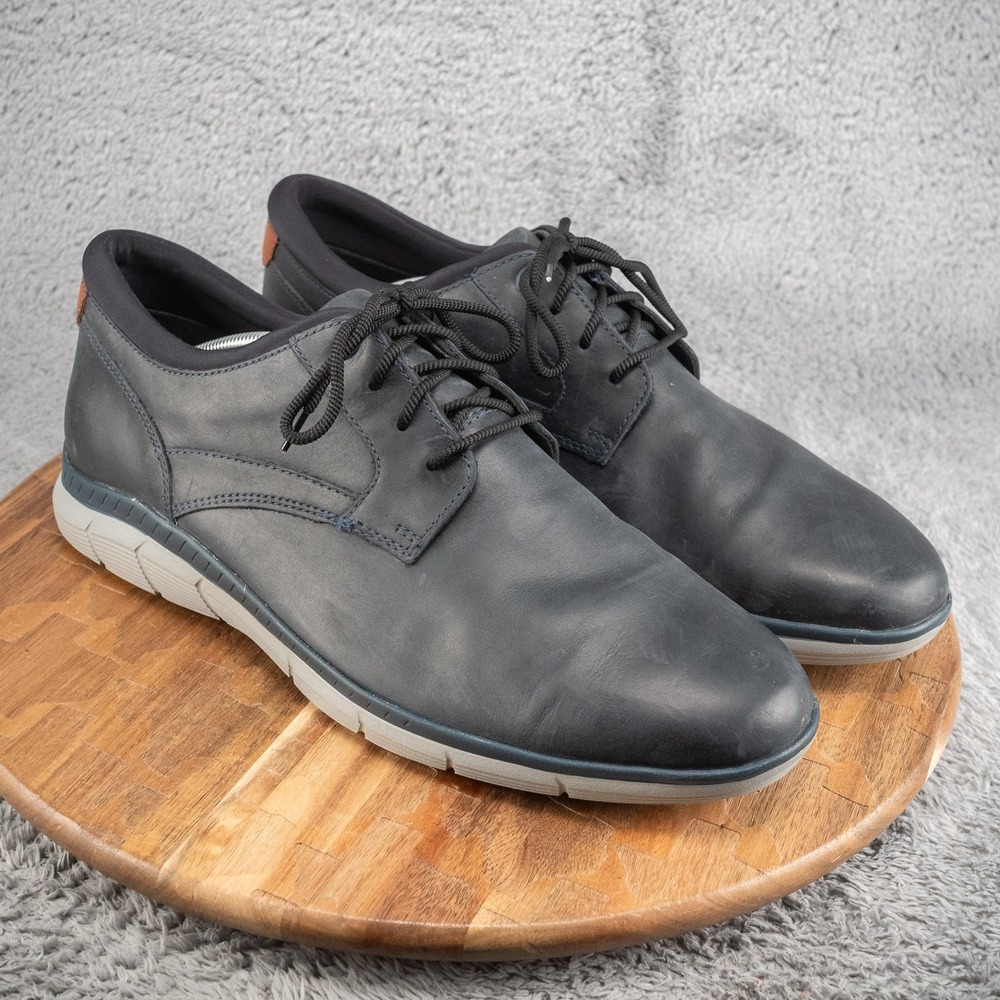 Johnston & Murphy Men Parsons Plain Toe Oxfords Navy Leather Lace-Up Shoe Sz 13M
